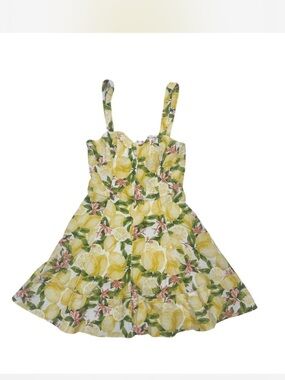 Avec Les Filles Yellow Lemon Print Dress